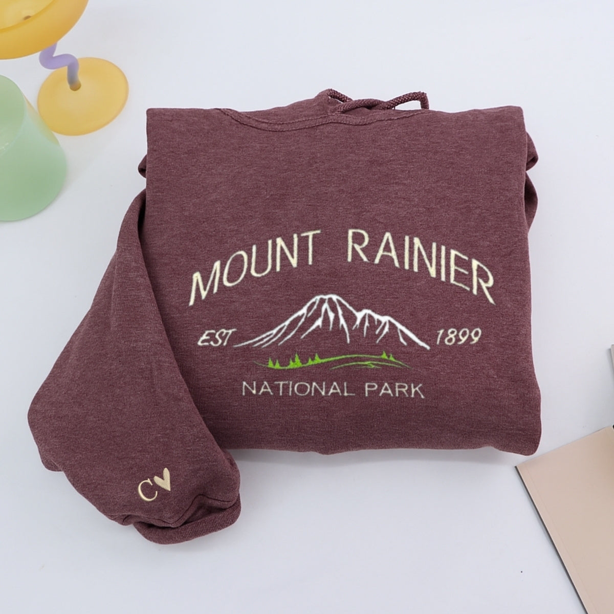 Mount Rainier Custom Embroidered Sweatshirt - Vintage Mountain Hoodie Personalized Gift