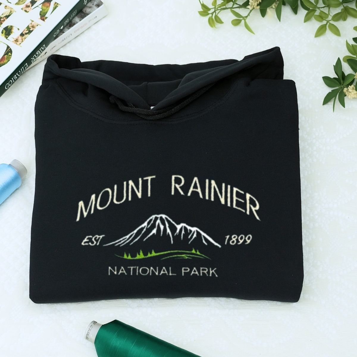 Mount Rainier Custom Embroidered Sweatshirt - Vintage Mountain Hoodie Personalized Gift