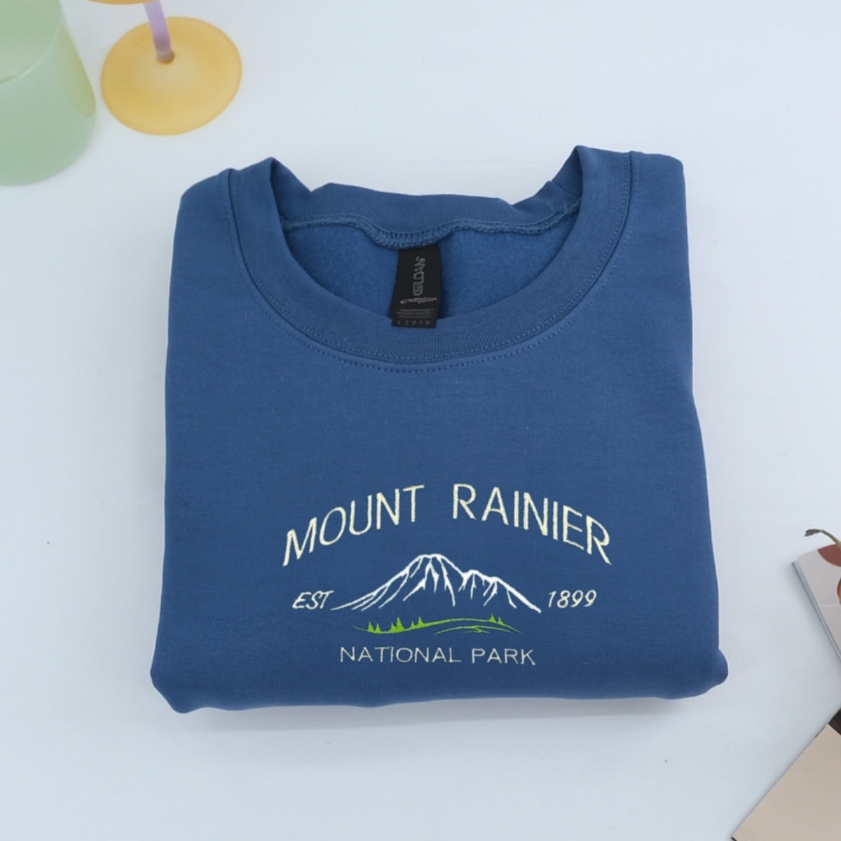 Mount Rainier Custom Embroidered Sweatshirt - Vintage Mountain Hoodie Personalized Gift