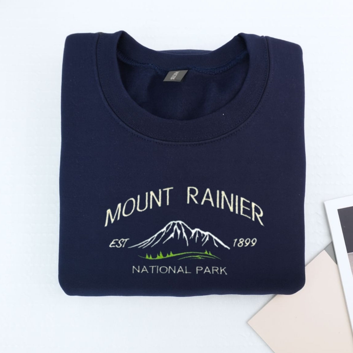 Mount Rainier Custom Embroidered Sweatshirt - Vintage Mountain Hoodie Personalized Gift