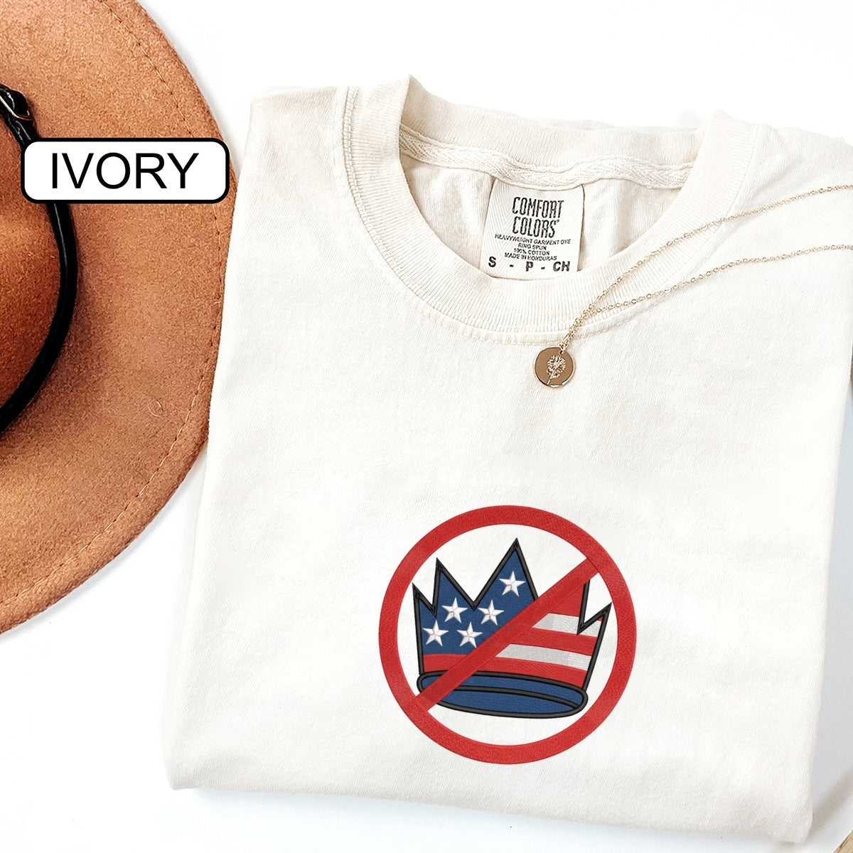 No Kings in America Custom Embroidered T-Shirt - Political Protest Personalized Tee