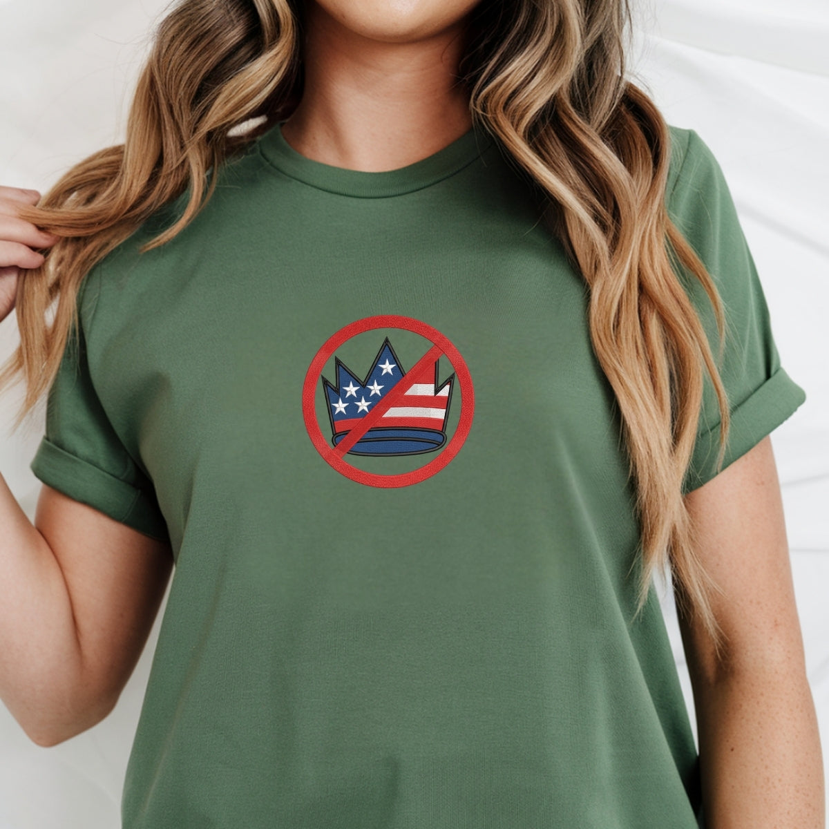 No Kings in America Custom Embroidered T-Shirt - Political Protest Personalized Tee