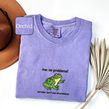 No Problemo Funny Frog Custom Embroidered T-Shirt - Meme Tee Unique Personalized Gift