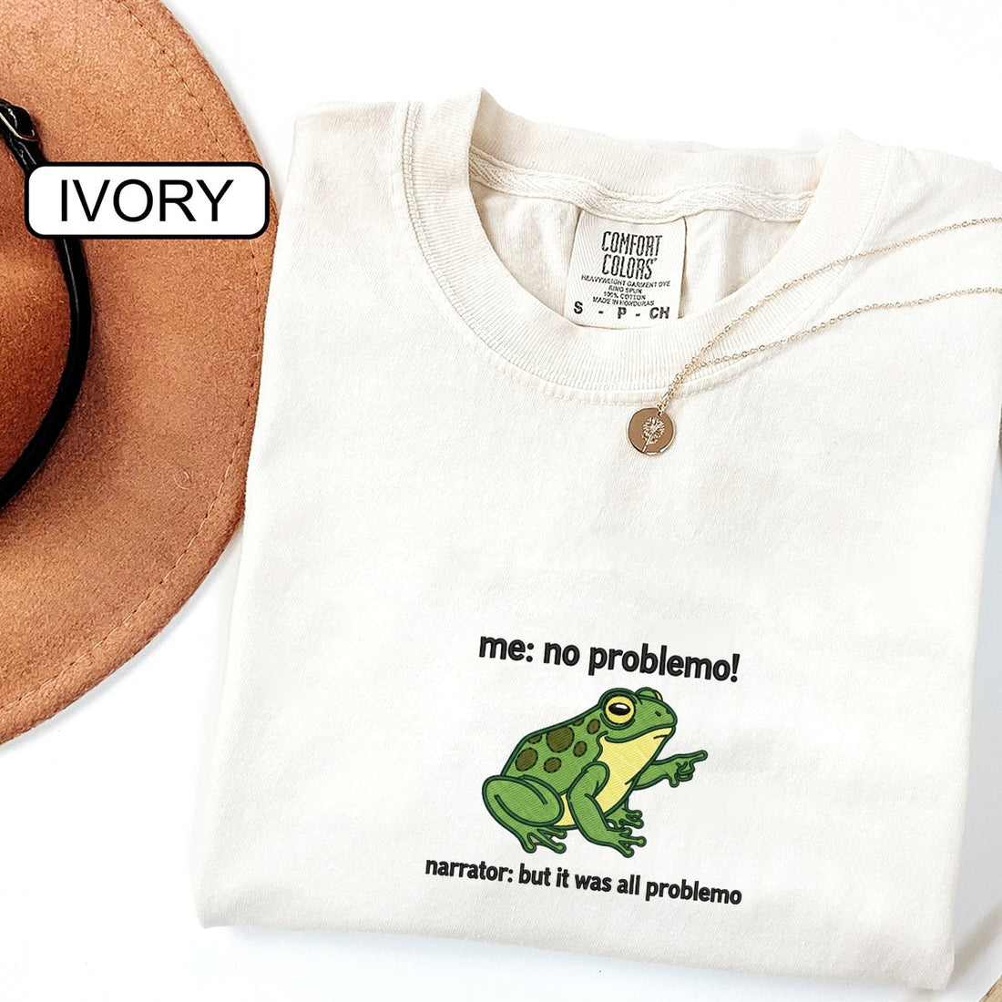 No Problemo Funny Frog Custom Embroidered T-Shirt - Meme Tee Unique Personalized Gift