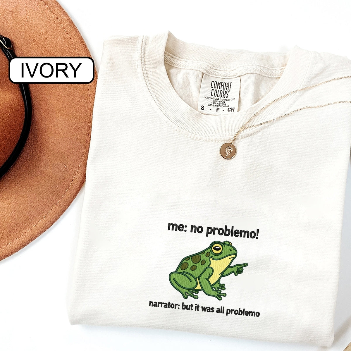 No Problemo Funny Frog Custom Embroidered T-Shirt - Meme Tee Unique Personalized Gift