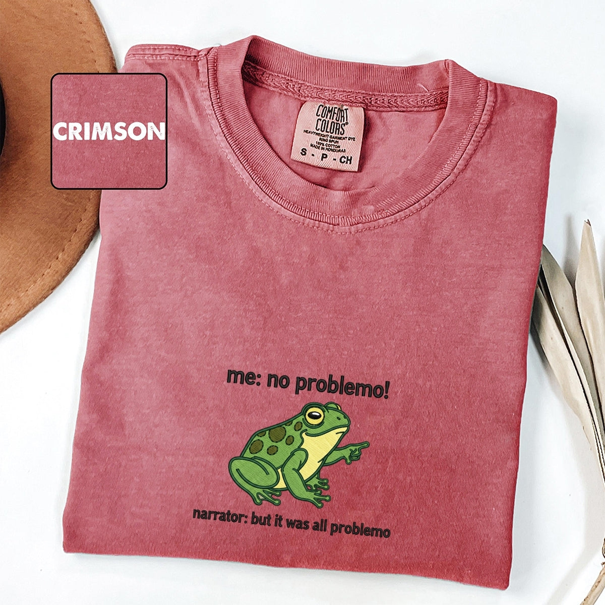No Problemo Funny Frog Custom Embroidered T-Shirt - Meme Tee Unique Personalized Gift