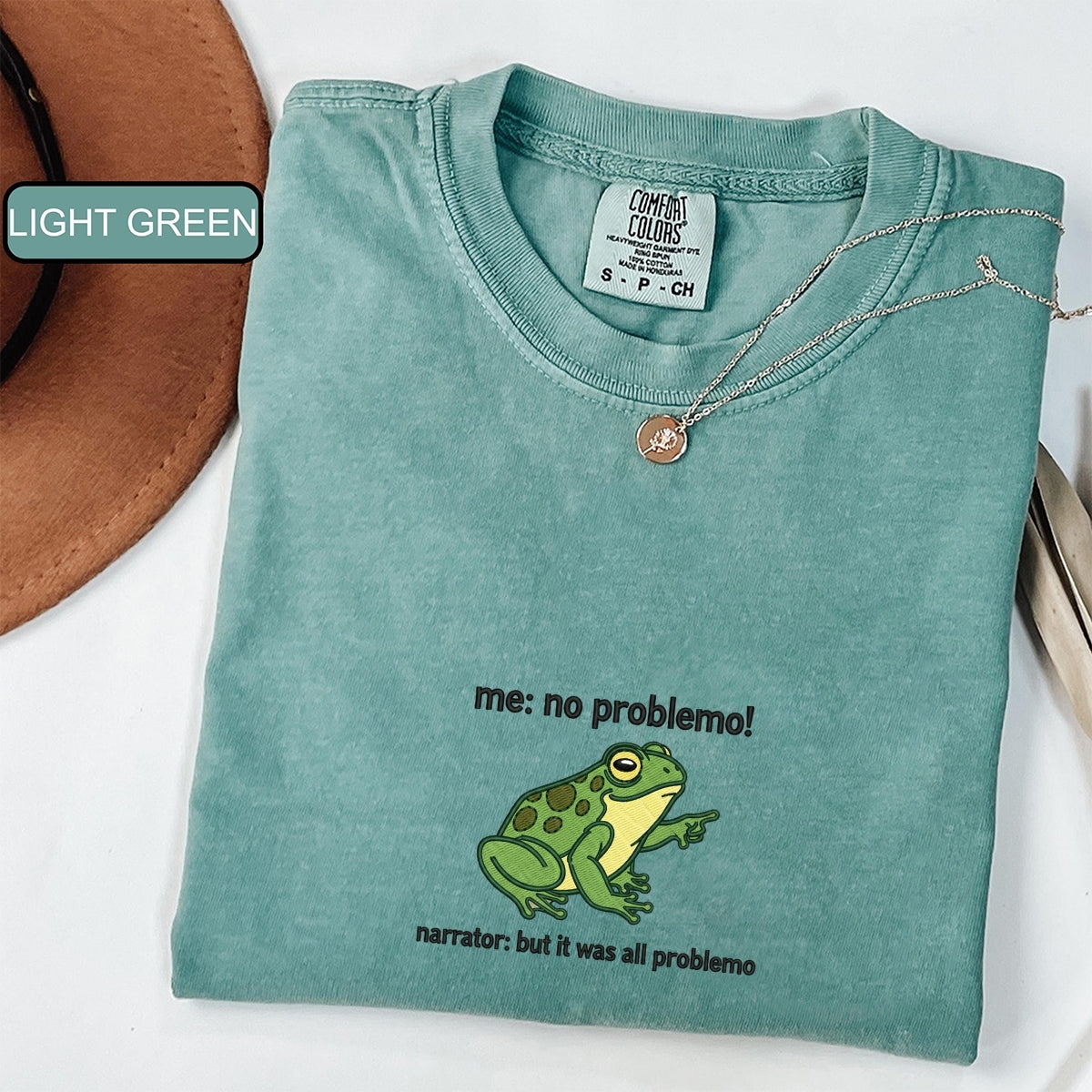 No Problemo Funny Frog Custom Embroidered T-Shirt - Meme Tee Unique Personalized Gift