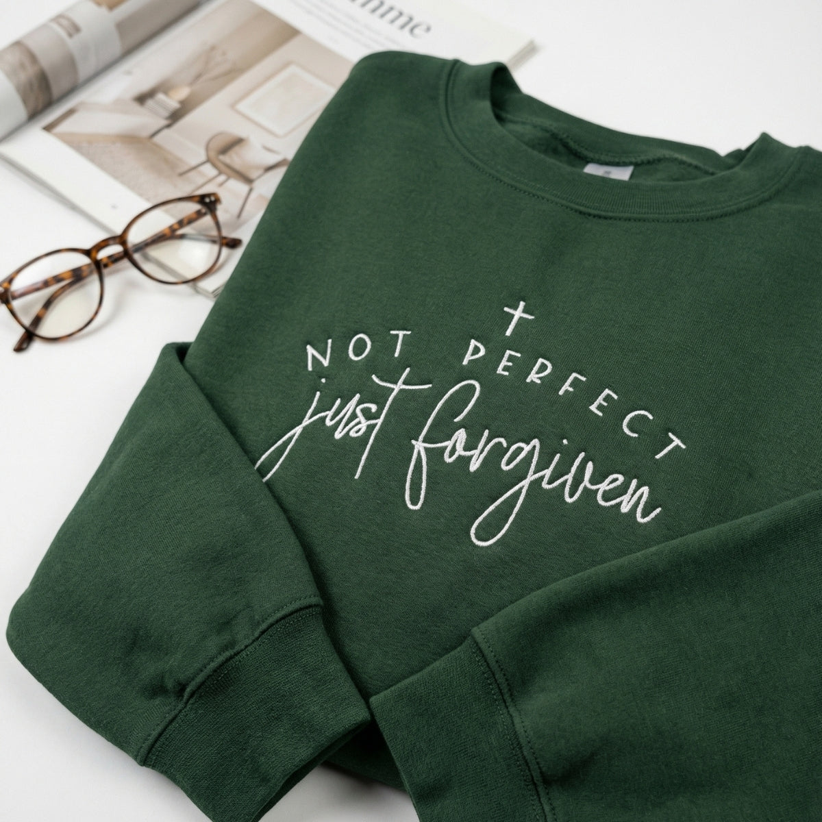 Not Perfect Just Forgiven Custom Embroidered Sweatshirt - Christian Faith Personalized Gift