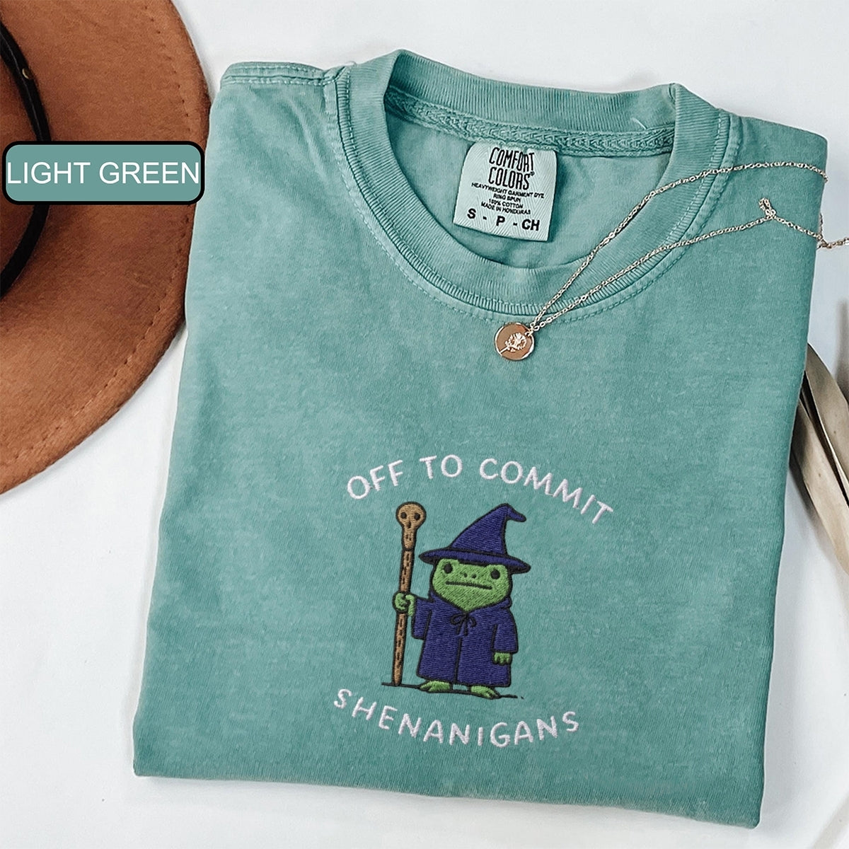 Wizard Frog Custom Embroidered T-Shirt - Funny Fantasy Personalized Tee Gift