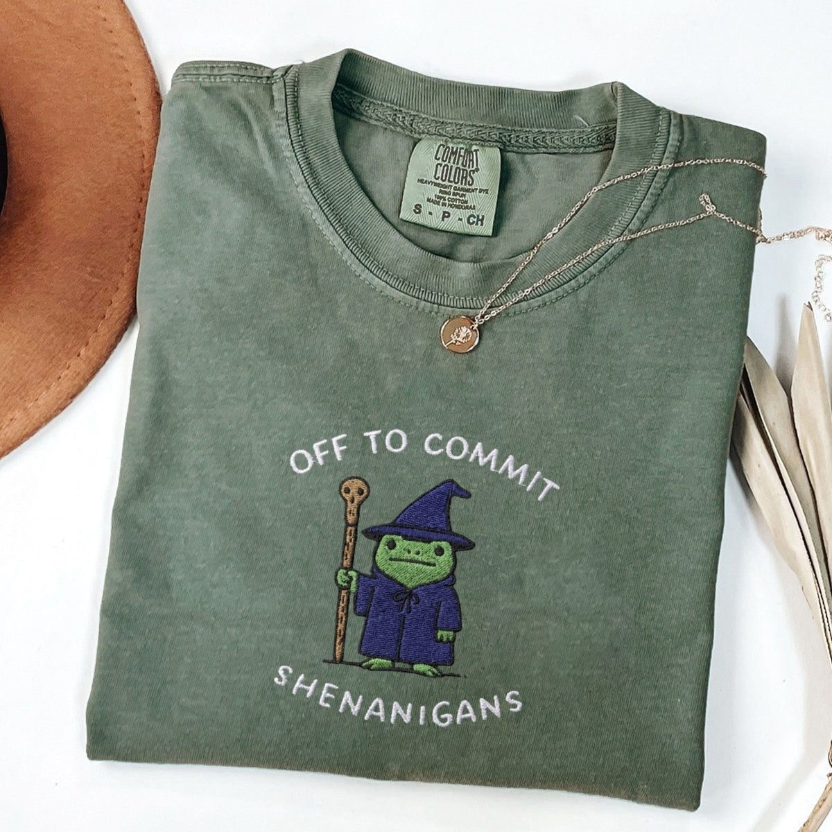 Wizard Frog Custom Embroidered T-Shirt - Funny Fantasy Personalized Tee Gift