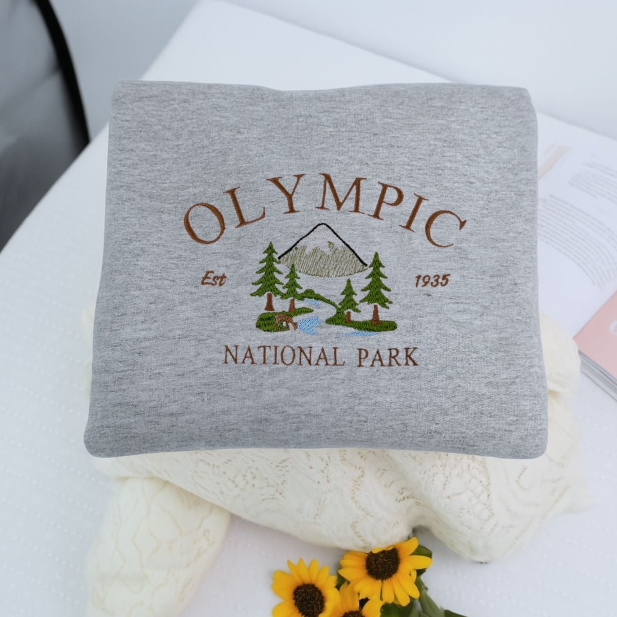 Olympic National Park Custom Embroidered Sweatshirt - Mountain Hoodie Personalized Gift