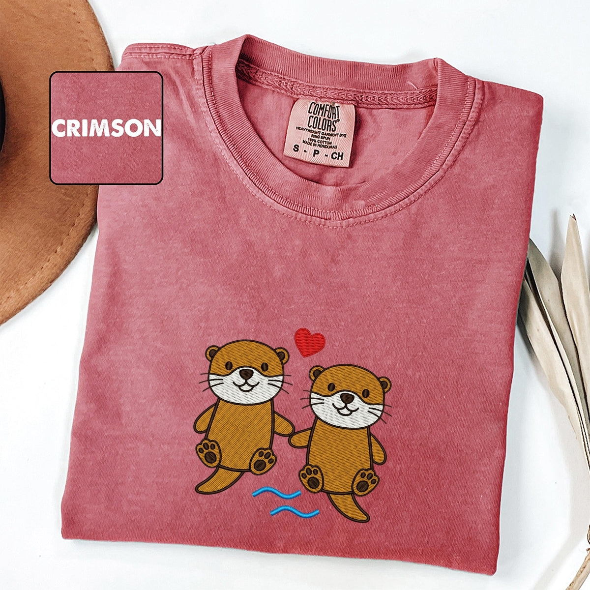 Otter Custom Embroidered T-Shirt - Cute River Animal Personalized Funny Gift