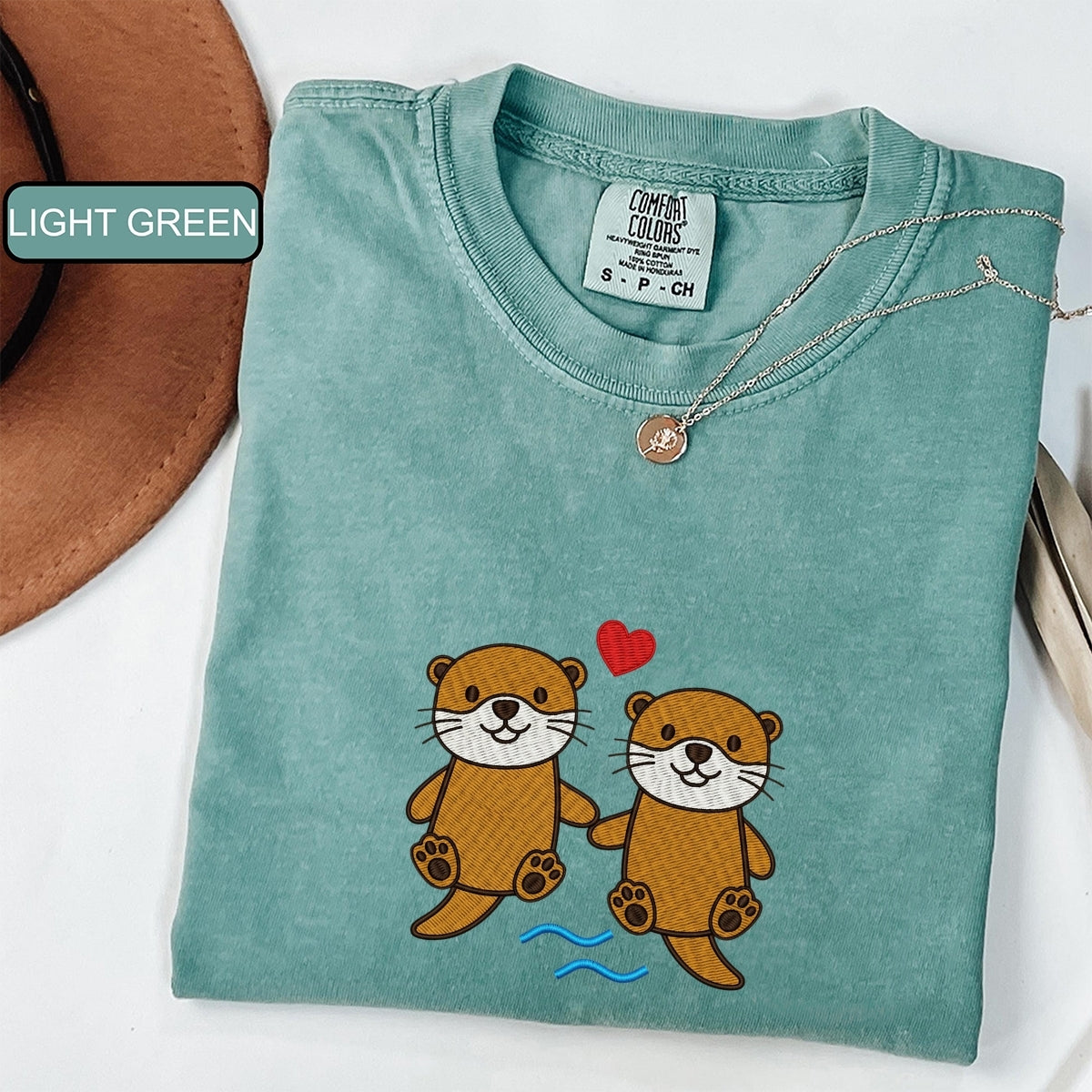 Otter Custom Embroidered T-Shirt - Cute River Animal Personalized Funny Gift