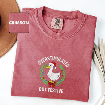 Festive Goose Christmas Custom Embroidered T-Shirt - Funny Holiday Meme Personalized Tee