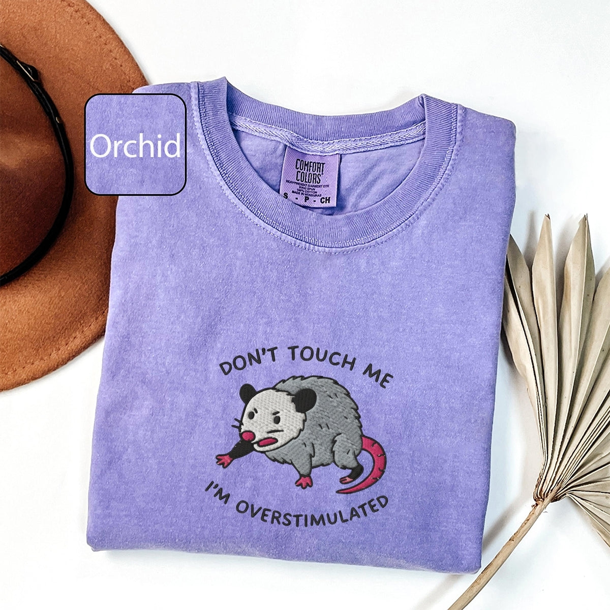 Overstimulated Possum Custom Embroidered T-Shirt - Funny Mental Health Personalized Gift
