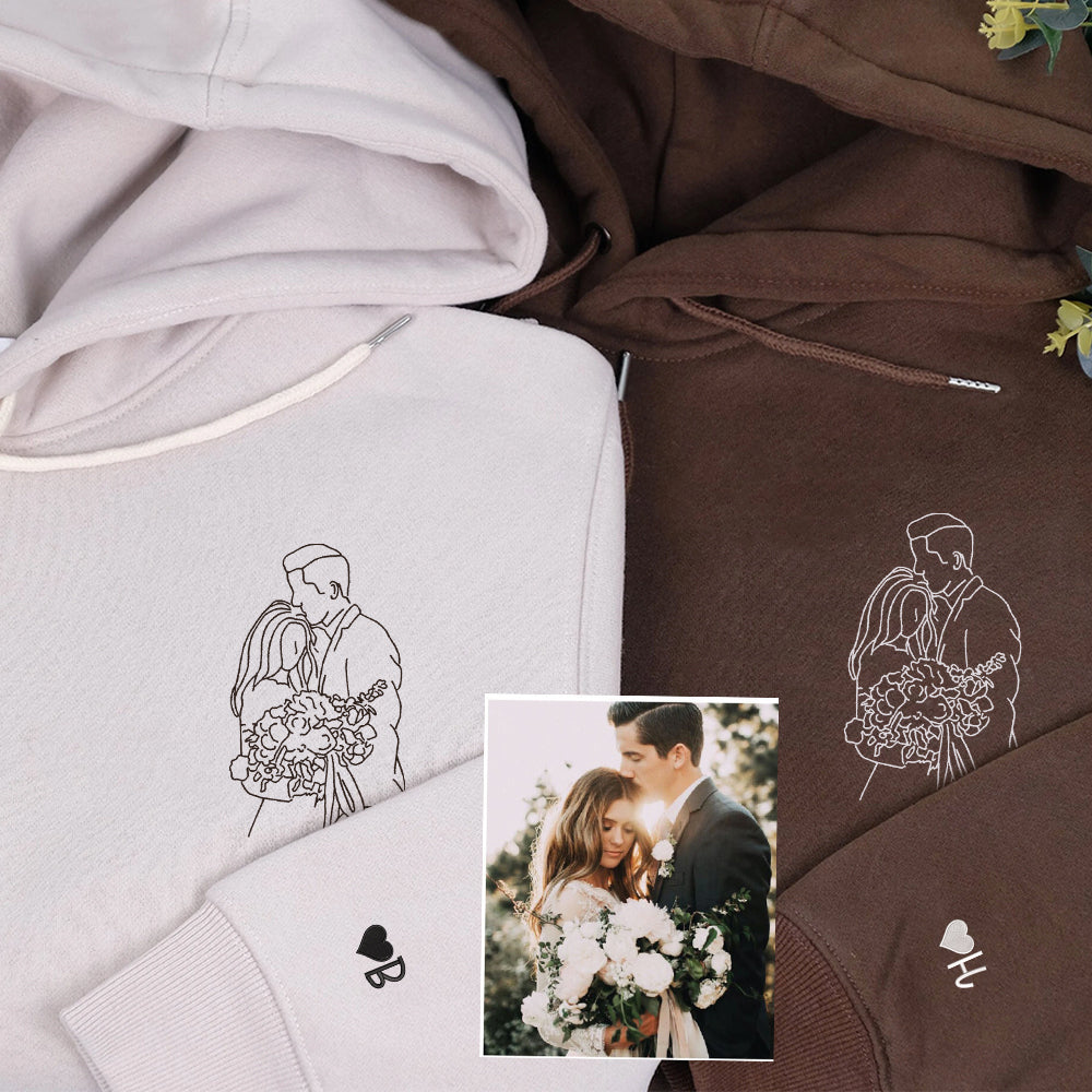 Custom Embroidered Photo Portrait Hoodie - Personalized Crewneck Sweatshirt