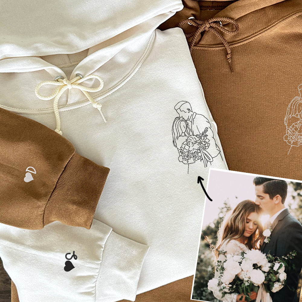 Custom Embroidered Photo Portrait Hoodie - Personalized Crewneck Sweatshirt