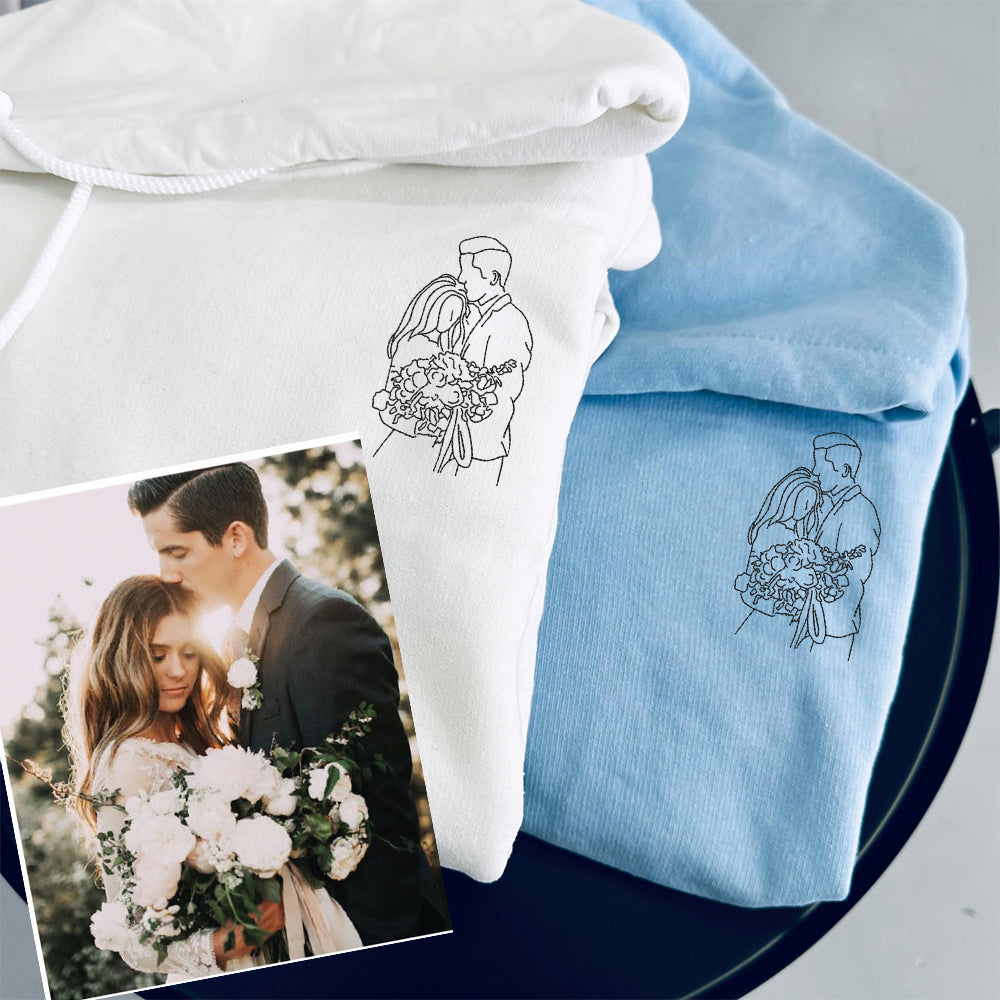 Custom Embroidered Photo Portrait Hoodie - Personalized Crewneck Sweatshirt