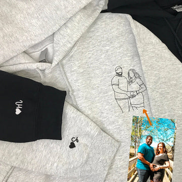 Custom Embroidered Photo Portrait Sweatshirt - Personalized Anniversary Gift Crewneck