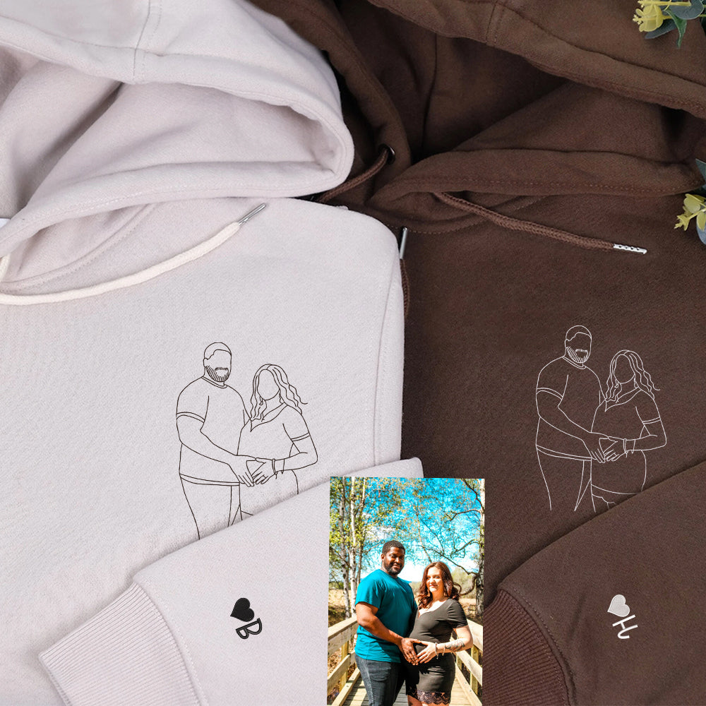 Custom Embroidered Photo Portrait Sweatshirt - Personalized Anniversary Gift Crewneck