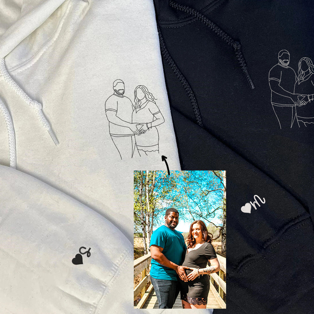 Custom Embroidered Photo Portrait Sweatshirt - Personalized Anniversary Gift Crewneck
