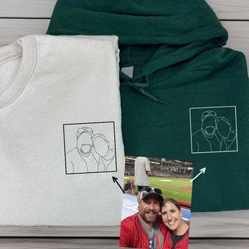 Custom Embroidered Photo Portrait Sweatshirt - Personalized Gift for Couples Hoodie 2