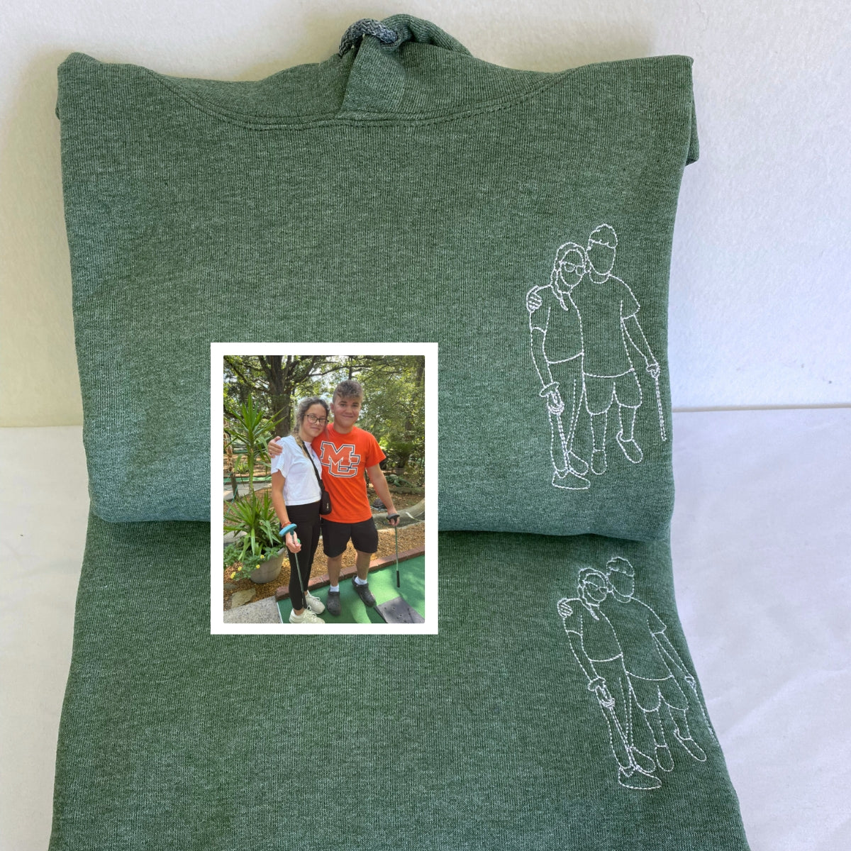 Custom Embroidered Photo Portrait Sweatshirt - Personalized Couple Gift Hoodie
