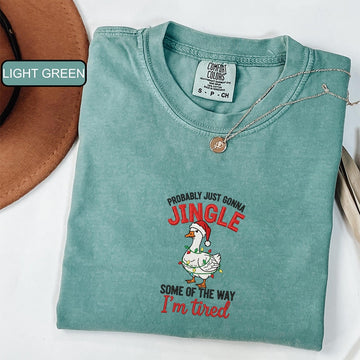 Custom Embroidered Jingle All The Way Christmas T-Shirt - Funny Holiday Tee
