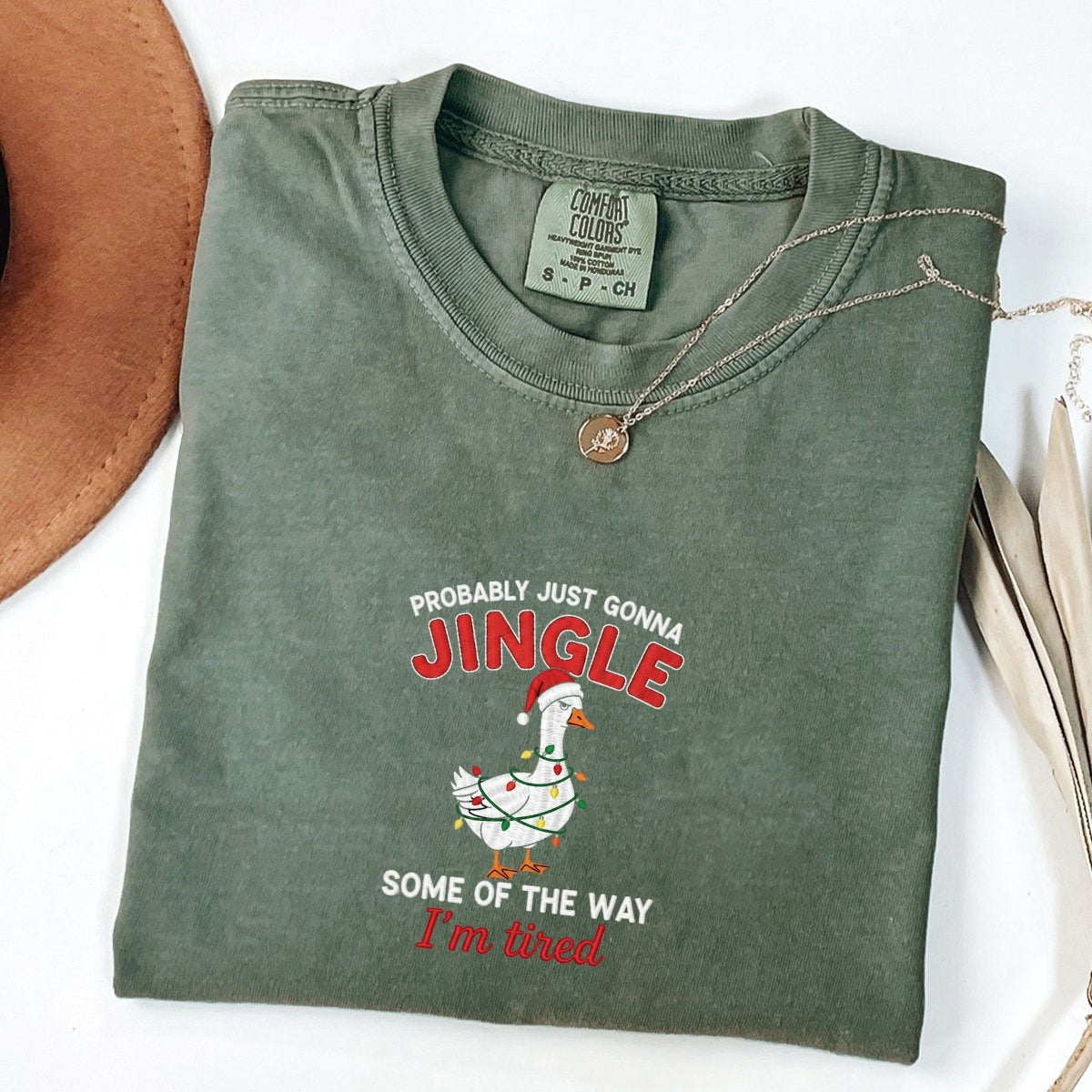 Custom Embroidered Jingle Christmas T-Shirt - Funny Holiday Gift Tee