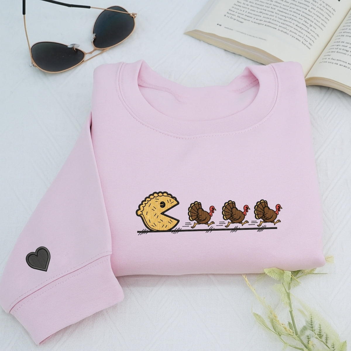 Custom Embroidered Pumpkin Pie Thanksgiving Hoodie - Funny Fall Sweatshirt