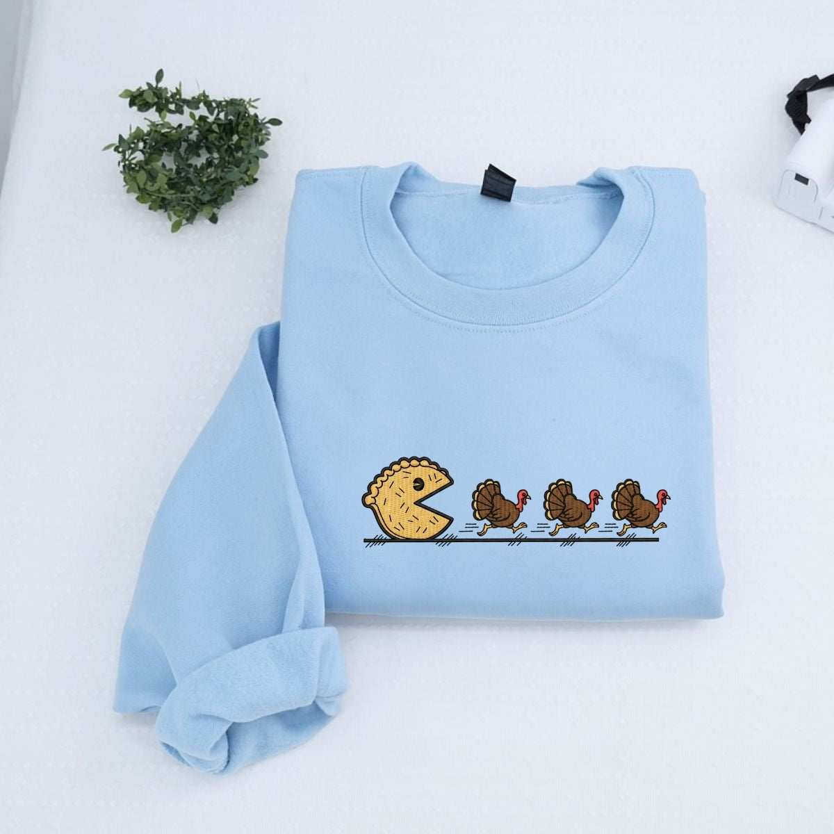 Custom Embroidered Pumpkin Pie Thanksgiving Hoodie - Funny Fall Sweatshirt