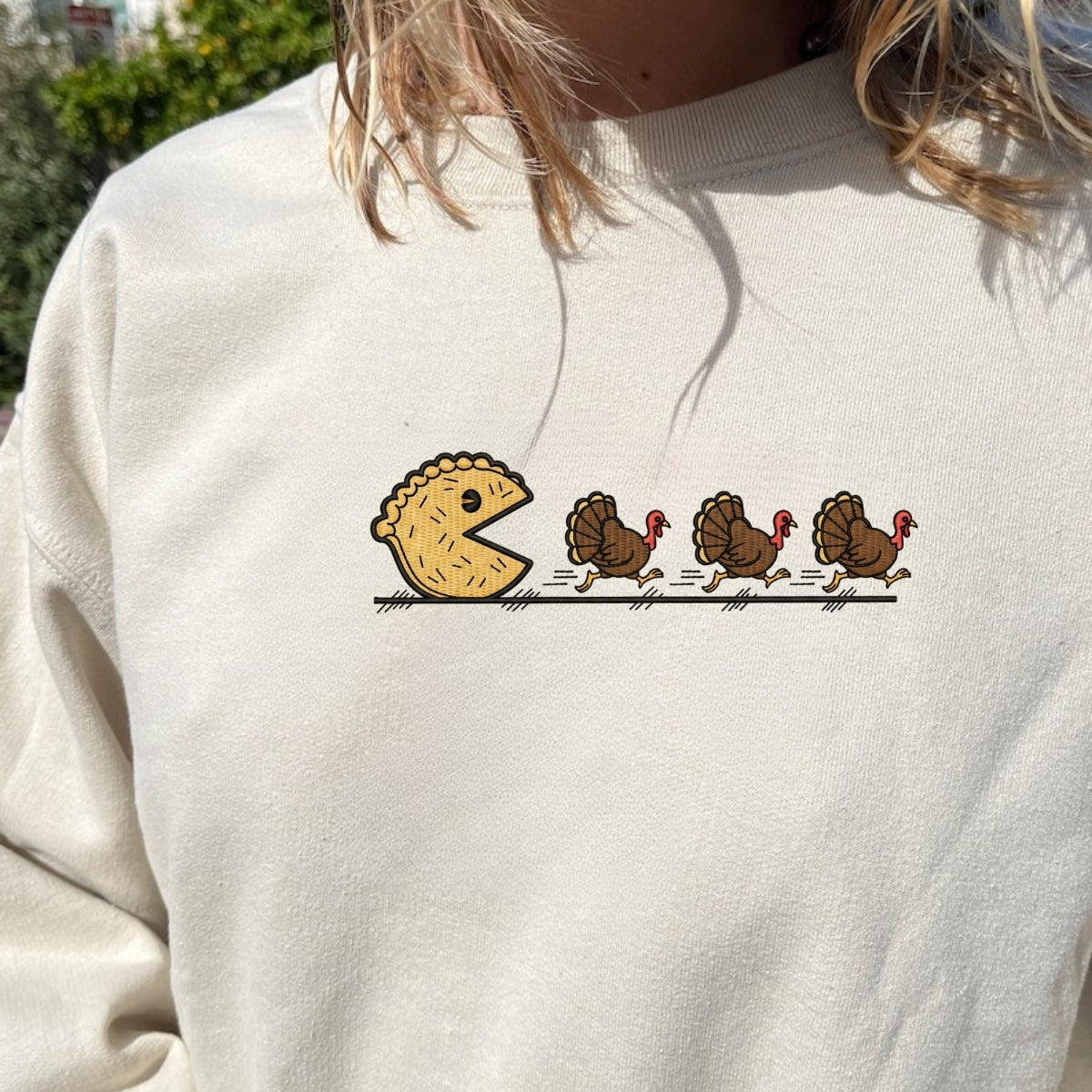 Custom Embroidered Pumpkin Pie Thanksgiving Hoodie - Funny Fall Sweatshirt