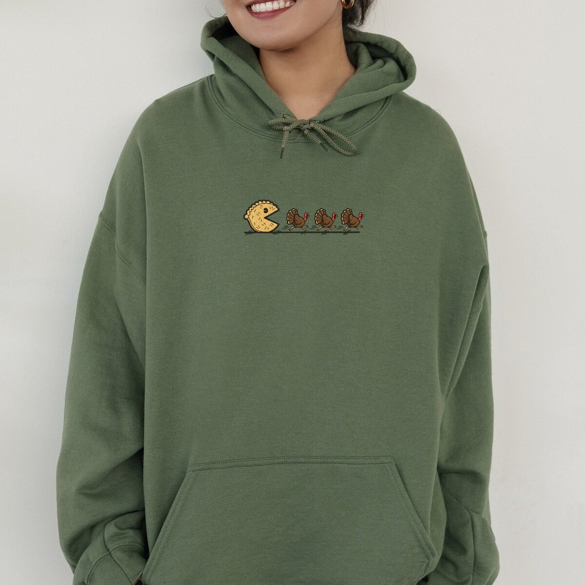 Custom Embroidered Pumpkin Pie Thanksgiving Hoodie - Funny Fall Sweatshirt