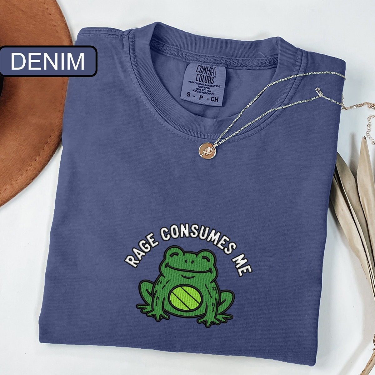 Custom Embroidered Rage Frog T-Shirt - Funny Meme Gift Tee