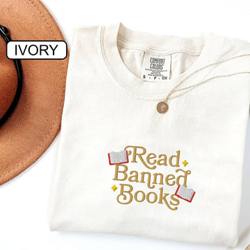 Custom Embroidered Read Banned Books T-Shirt - Gift for Readers