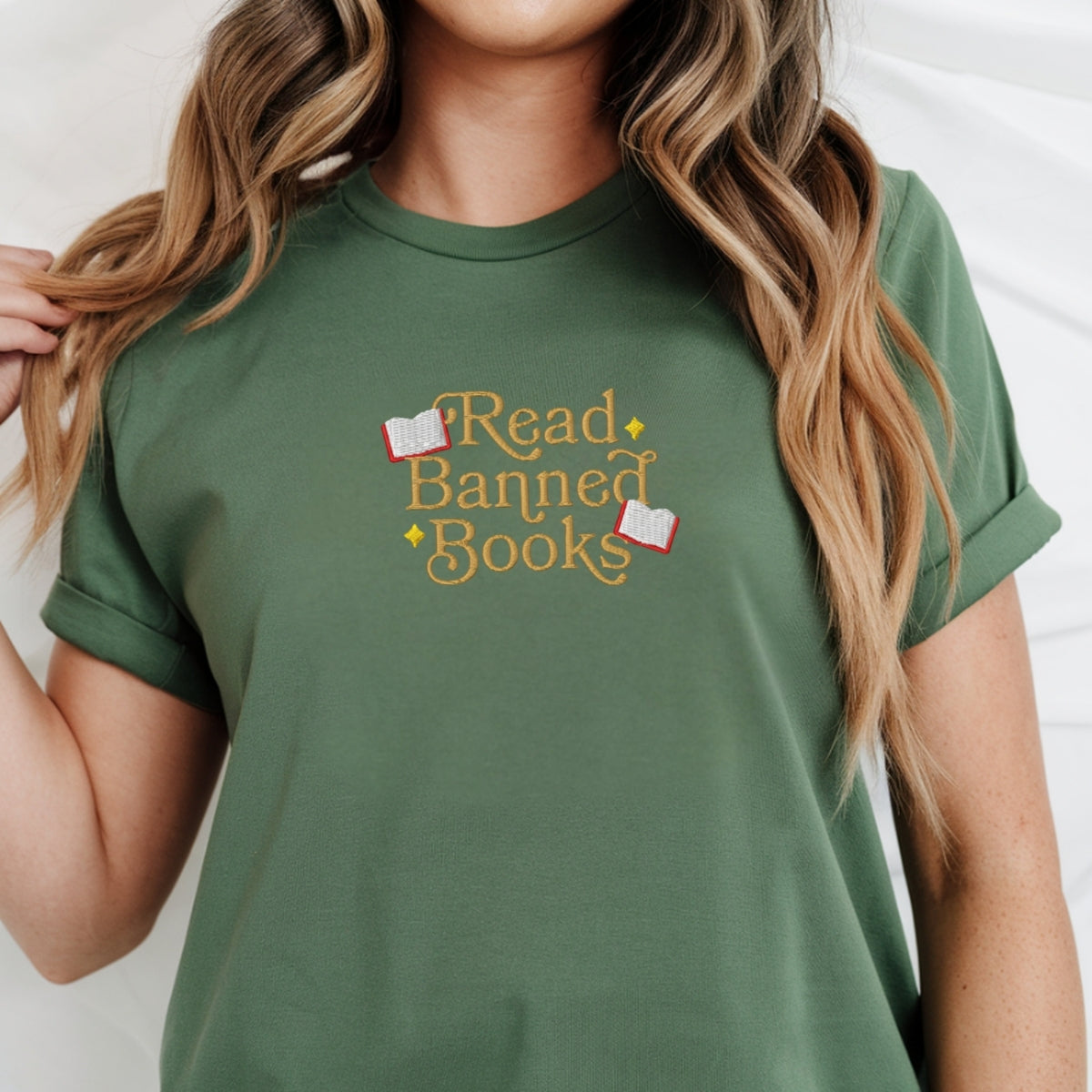 Custom Embroidered Read Banned Books T-Shirt - Gift for Readers