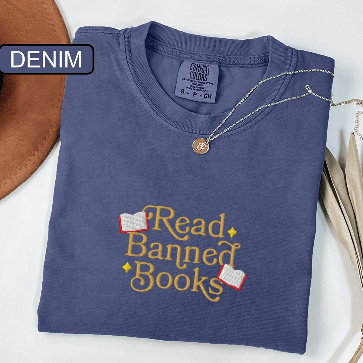 Custom Embroidered Read Banned Books T-Shirt - Gift for Readers