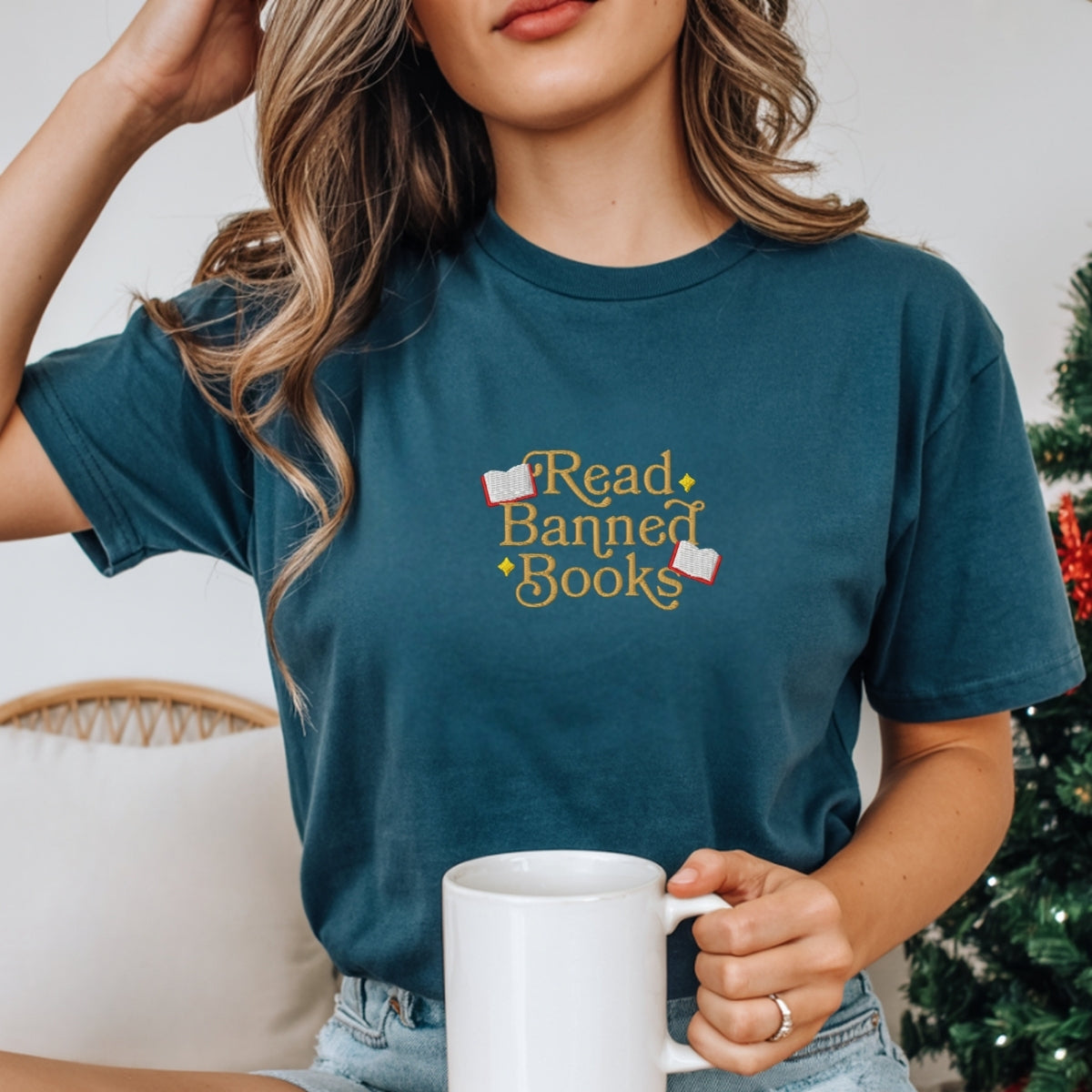 Custom Embroidered Read Banned Books T-Shirt - Gift for Readers