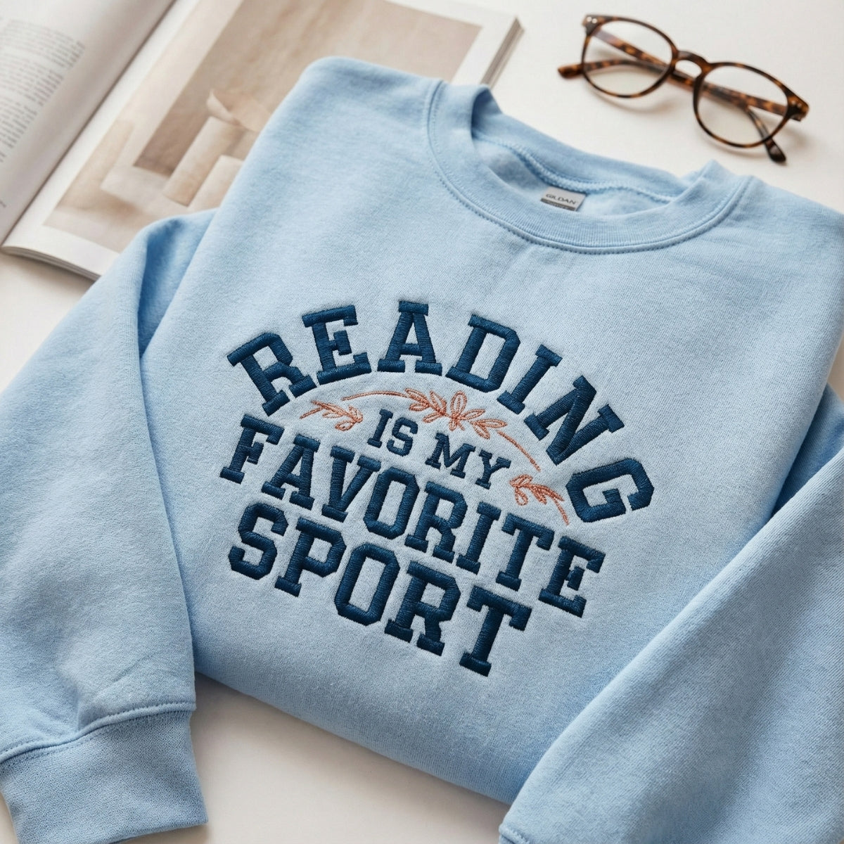 Reading Is My Favorite Sport Custom Embroidered Hoodie - Personalized Bookish Gift