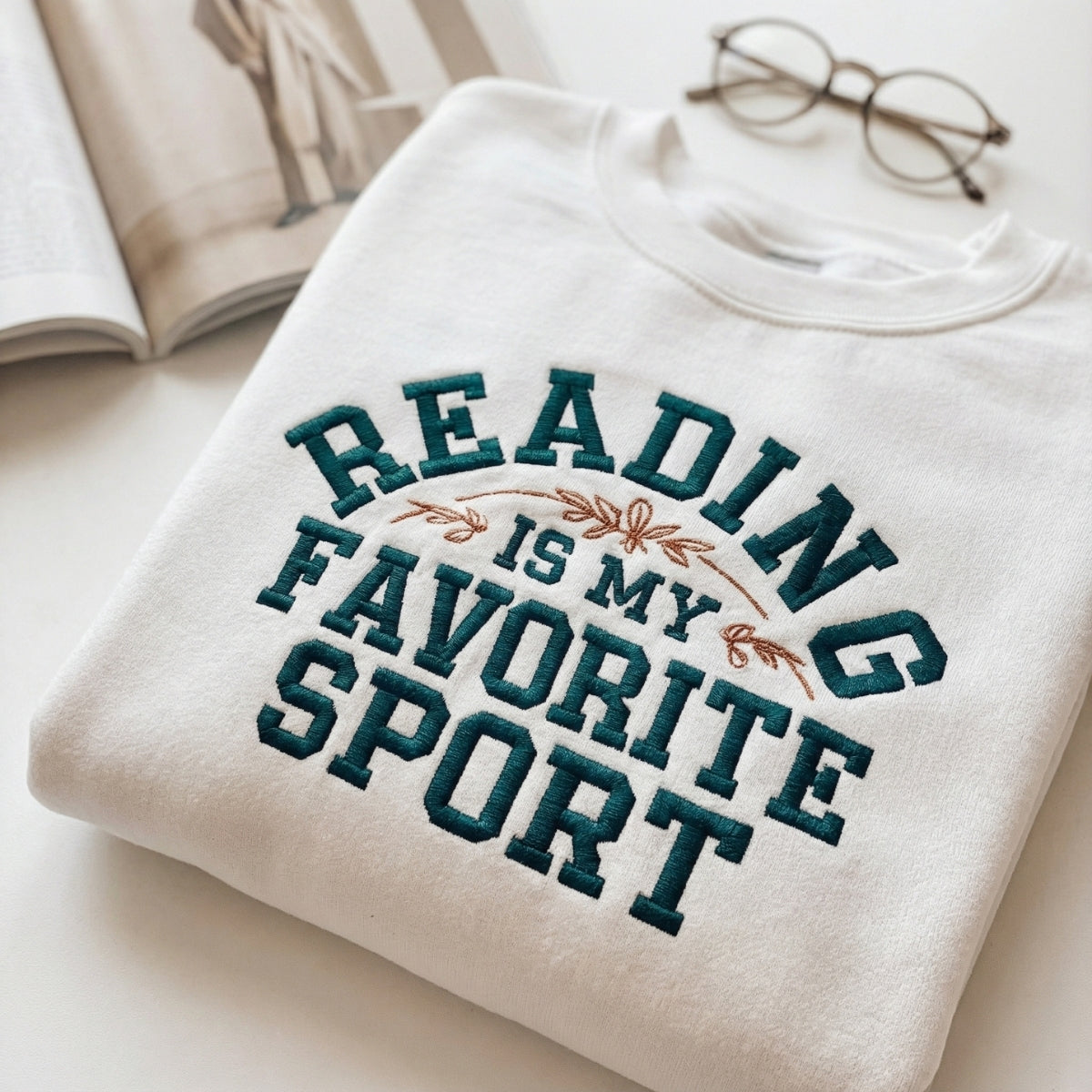 Reading Is My Favorite Sport Custom Embroidered Hoodie - Personalized Bookish Gift