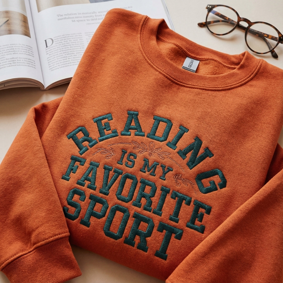 Reading Is My Favorite Sport Custom Embroidered Hoodie - Personalized Bookish Gift