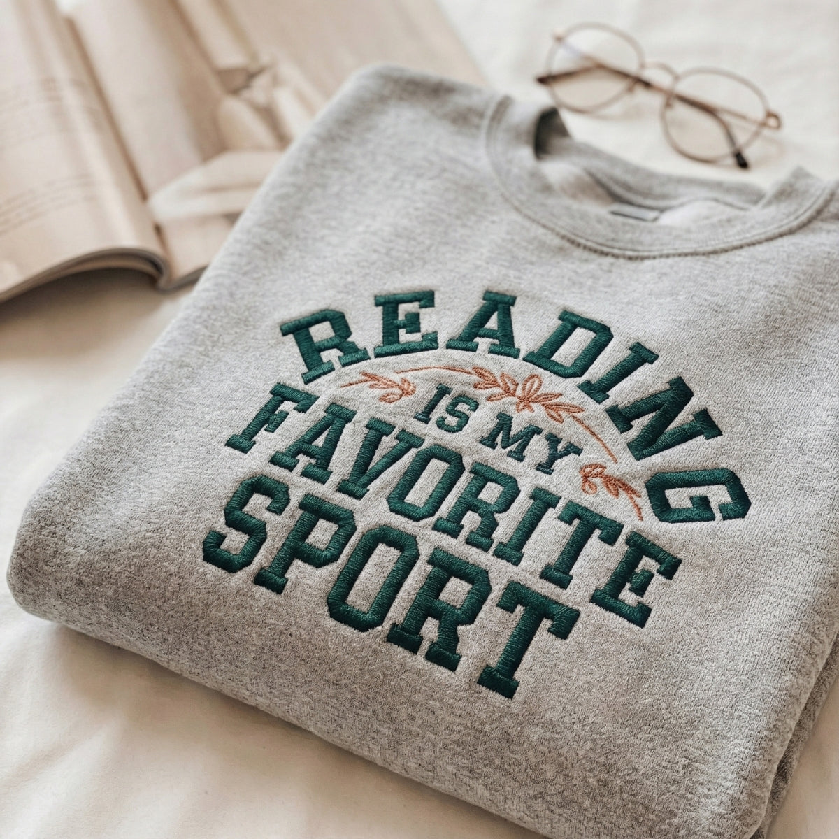 Reading Is My Favorite Sport Custom Embroidered Hoodie - Personalized Bookish Gift