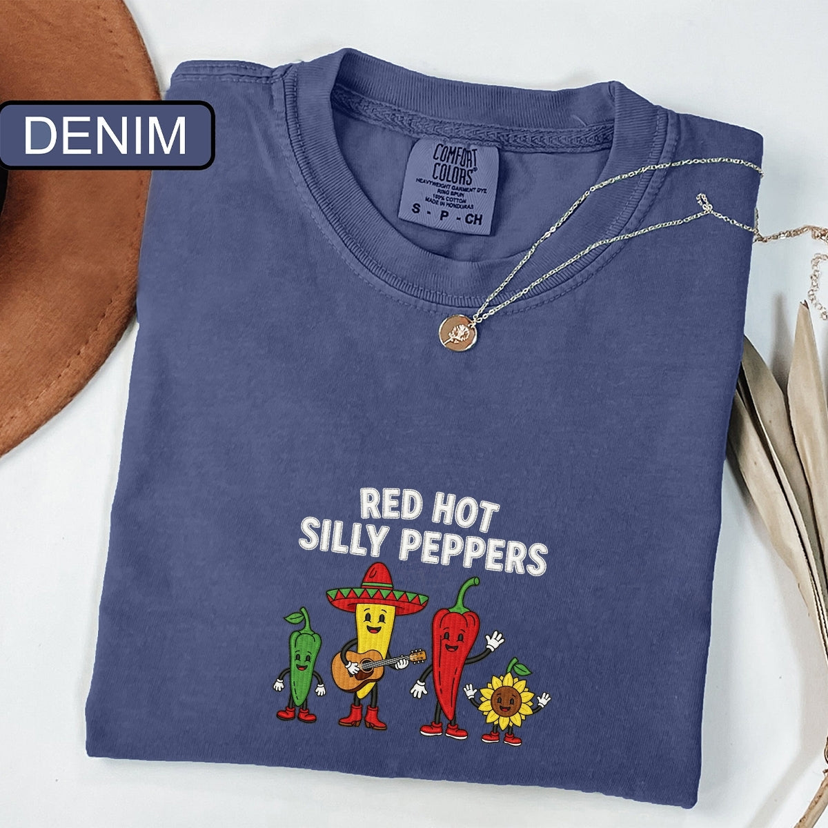 Red Hot Silly Peppers Custom Embroidered T-Shirt - Funny Chili Meme Unisex Gift