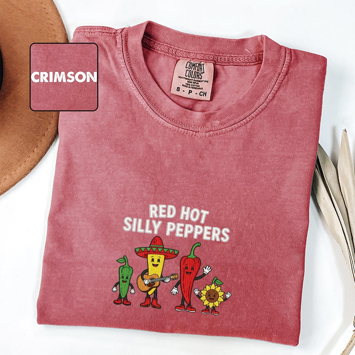 Red Hot Silly Peppers Custom Embroidered T-Shirt - Funny Chili Meme Unisex Gift