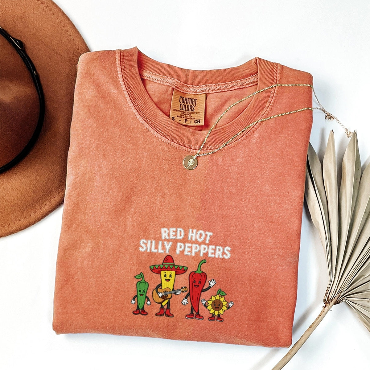 Red Hot Silly Peppers Custom Embroidered T-Shirt - Funny Chili Meme Unisex Gift