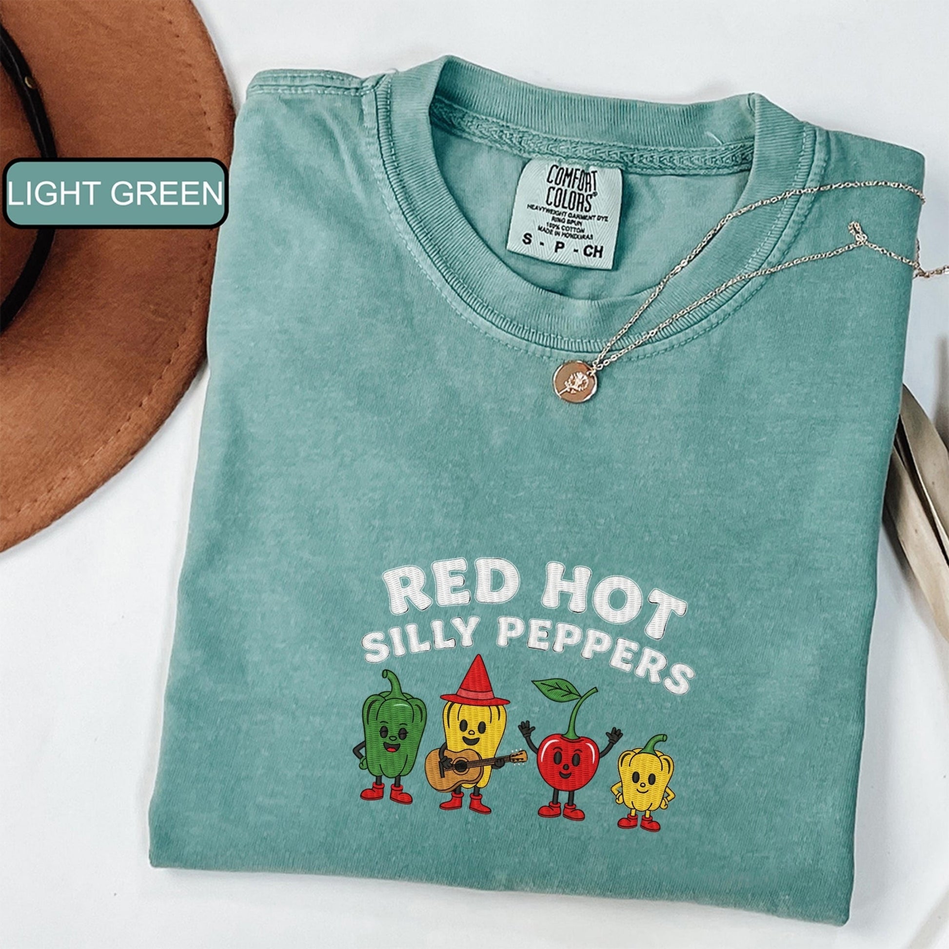 Red Hot Silly Peppers Custom Embroidered T-Shirt - Funny Chili Meme Music Band Gift