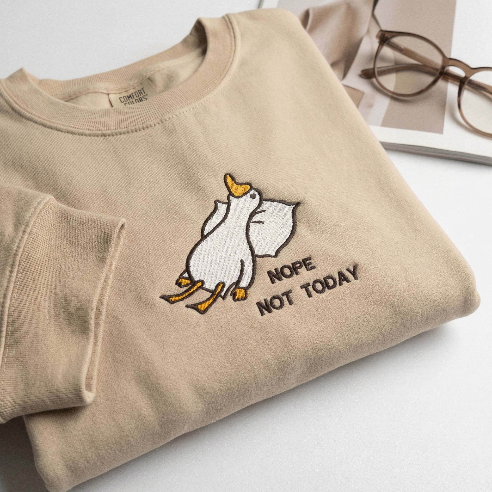 Silly Goose Nope Not Today Custom Embroidered T-Shirt - Funny Friend Gift