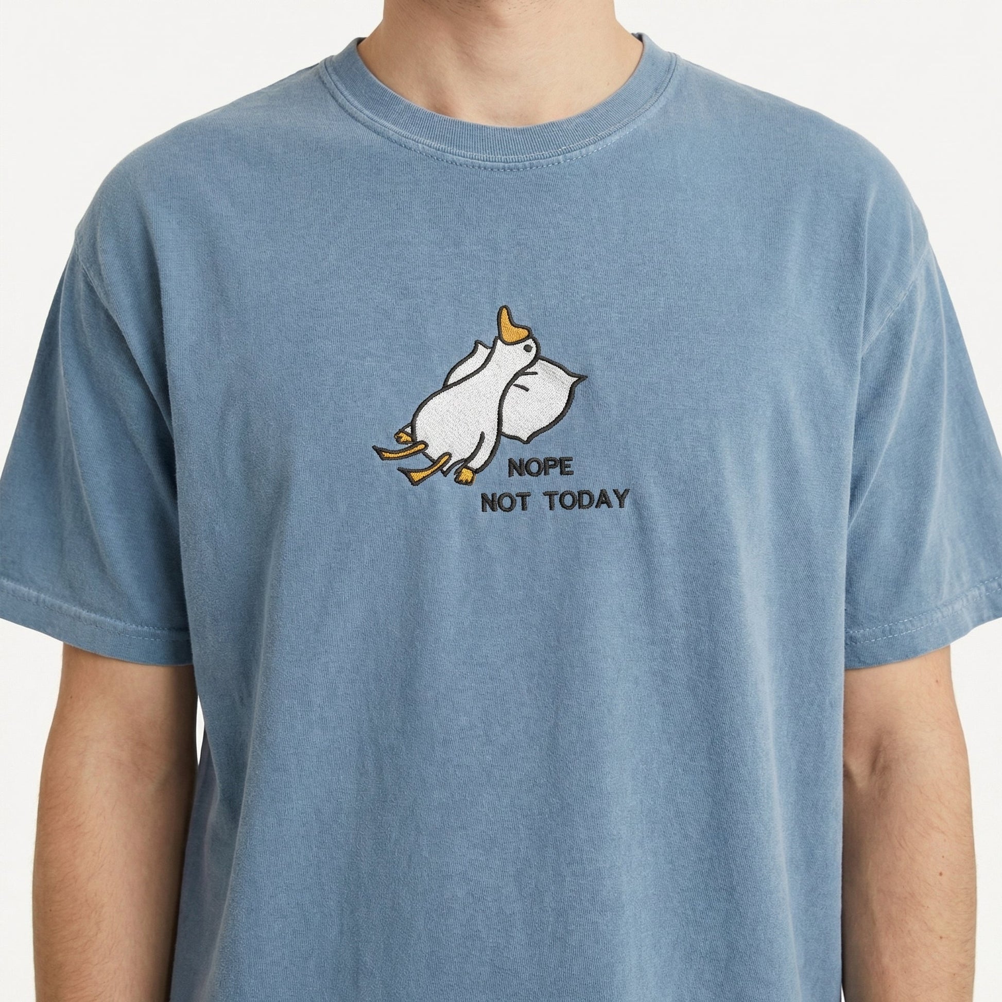 Silly Goose Nope Not Today Custom Embroidered T-Shirt - Funny Friend Gift