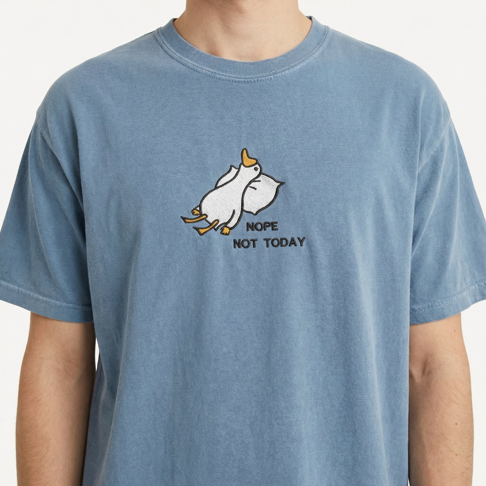 Silly Goose Nope Not Today Custom Embroidered T-Shirt - Funny Friend Gift