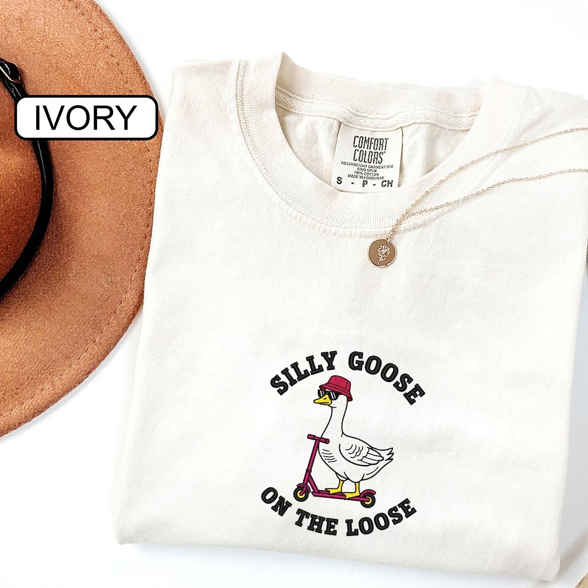 Silly Goose On The Loose Custom Embroidered T-Shirt - Funny Goose Meme Gift